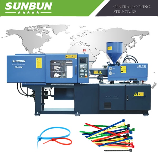 Small injection molding machine for cable ties